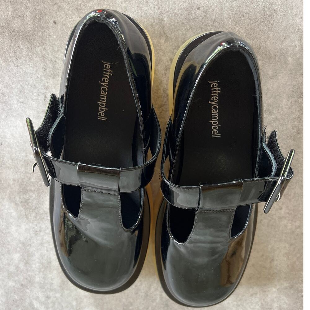 Jeffrey Campbell T-Strap Mary Jane platform shoes patent leather w lug sole Y2K - Picture 9 of 10